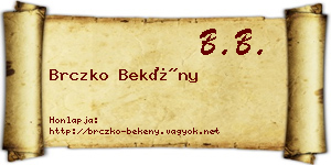 Brczko Bekény névjegykártya